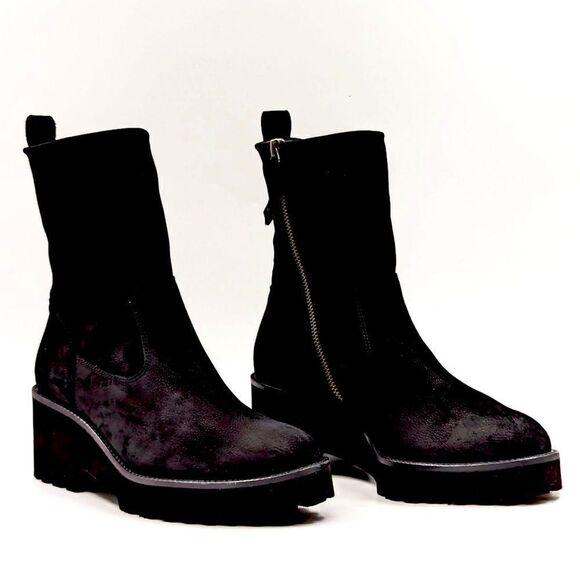 Paul Green Newbury black Suede Chelsea black platform combat Boots. US 9 - Picture 1 of 11